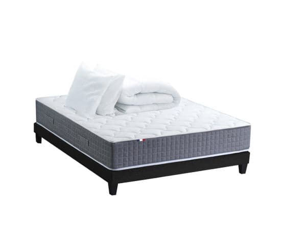 Ensemble Matelas Ressort 7 Zones H.30cm + Sommier + Couette + Oreillers Max 160 X 200 Cm