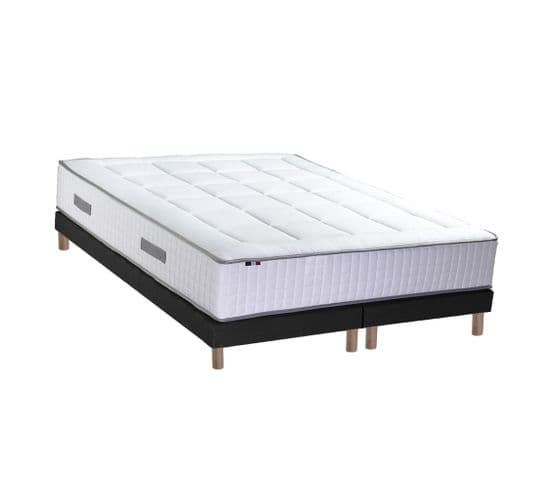 Ensemble Matelas Ressort 7 Zones + Mémoire De Forme + Sommier Bellagio 2 2x80 X 200 Cm Noir