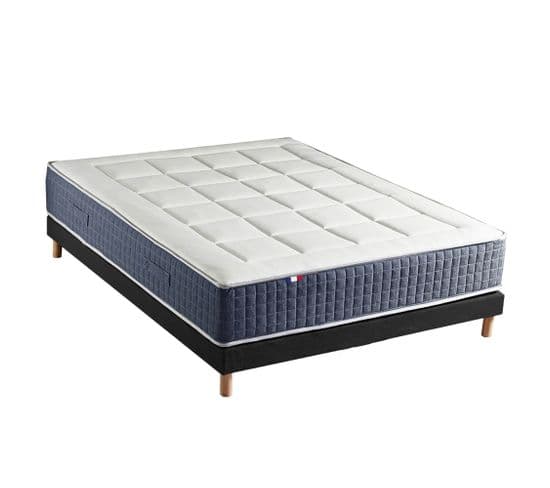 Ensemble Matelas Ressort 7 Zones + Mémoire De Forme + Sommier King Style 140 X 190 Cm Noir