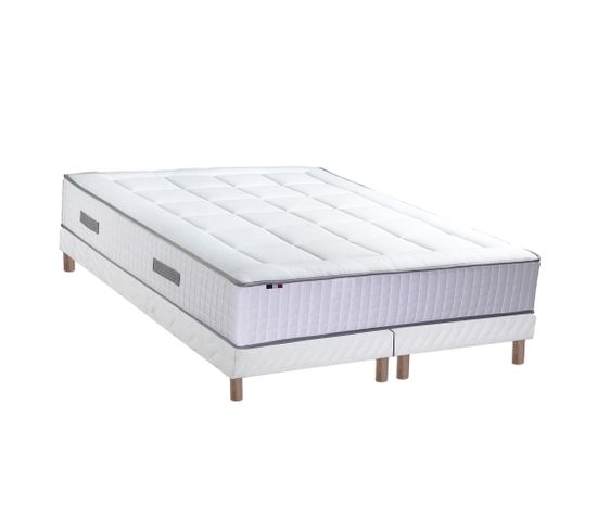 Ensemble Matelas Ressorts 7 Zones H30cm + Sommier Palacio 2 160x200 Blanc