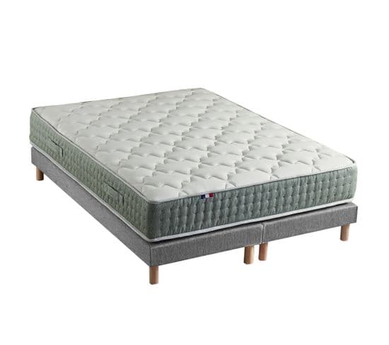 Ensemble + Matelas Ressort 7 Zones Face Hiver/eté Différente Hygge 2x90 X 200 Cm Gris Chiné