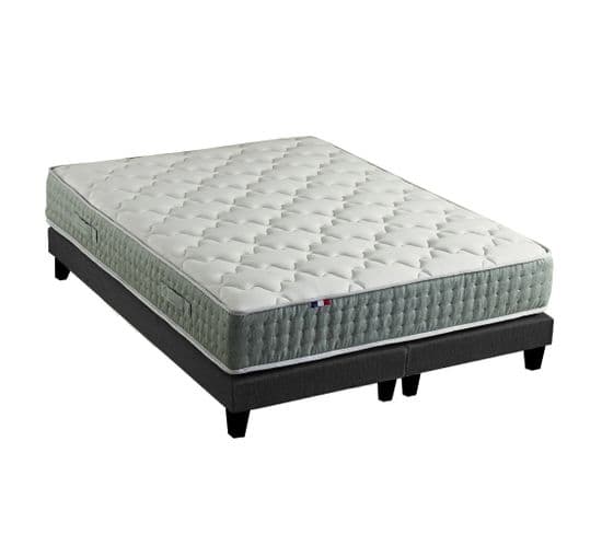 Ensemble + Matelas Ressort 7 Zones Face Hiver/eté Différente Hygge 2x80 X 200 Cm Noir