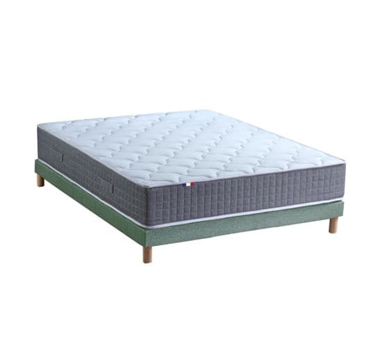 Ensemble Matelas Ressort 7 Zones H.30cm + Sommier Max 160 X 200 Cm Vert Celadon