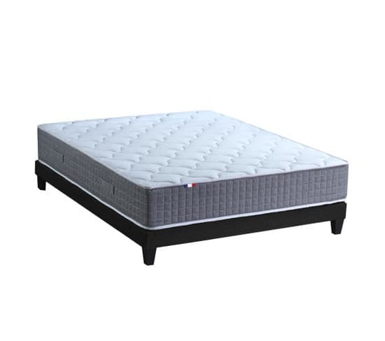 Ensemble Matelas Ressort 7 Zones H.30cm + Sommier Fabriqué En France Max 160 X 200 Cm