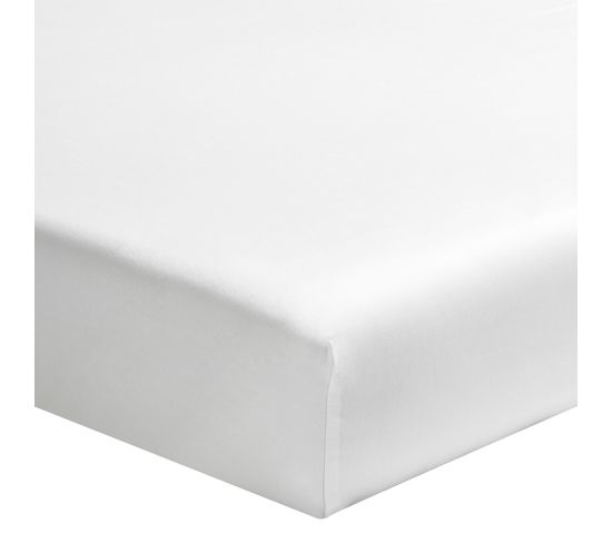 Drap Housse Uni En Percale De Coton Blanc 90x190