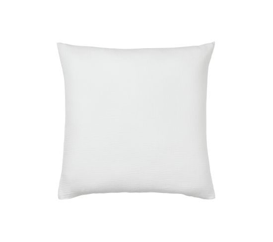 Taie D'oreiller Unie En Coton Blanc 65x65