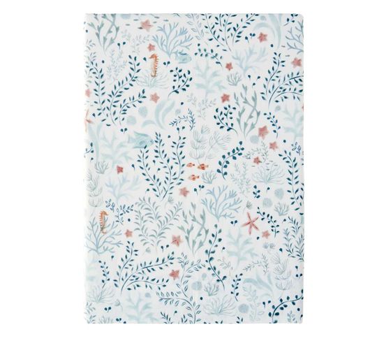 Drap Plat En Percale De Coton Bleu 270x300