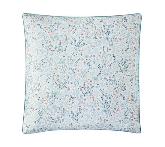 Taie D'oreiller En Percale De Coton Bleu 65x65