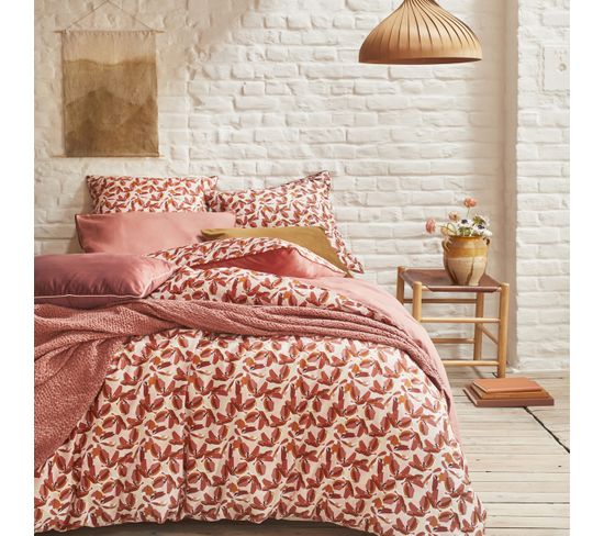 Parure De Lit En Percale De Coton Rouge 140x200