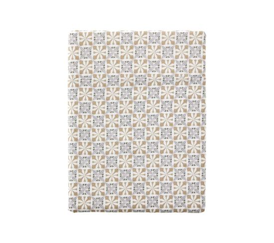 Drap Plat En Percale De Coton Beige 180x290