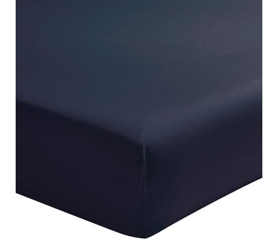 Drap Housse Uni En Percale De Coton Noir 120x190