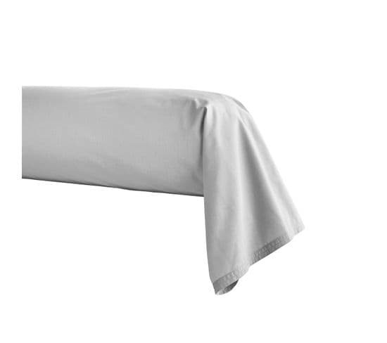 Taie De Traversin En Percale De Coton Gris Galet 43x190