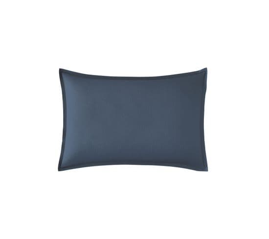 Taie D'oreiller En Percale De Coton Bleu Nuit 50x70