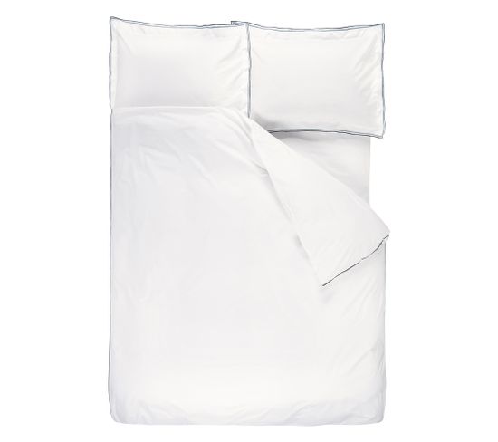 Drap Plat En Percale De Coton Bleu 240x300