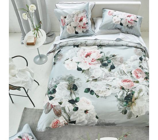 Housse De Couette Imprimée En Satin De Coton Gris