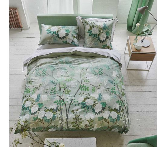 Housse De Couette Imprimée En Satin De Coton Vert 140x200