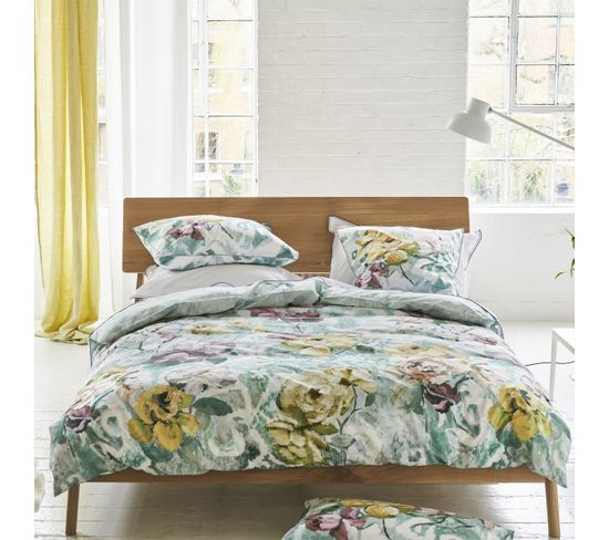 Housse De Couette Imprimée En Percale De Coton Vert 200x200