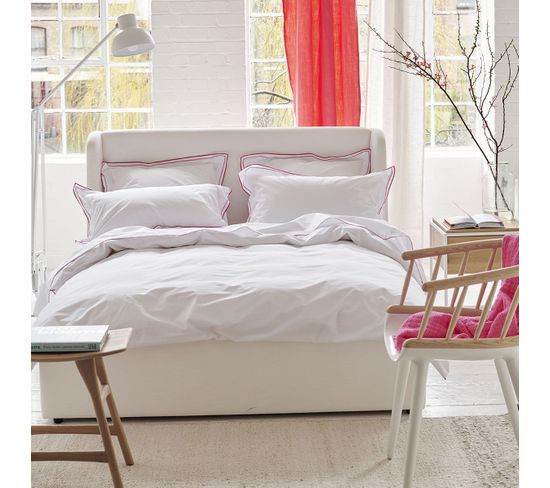 Housse De Couette Unie En Percale De Coton Blanc 140x200cm