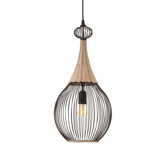 Suspension H. 58 cm ZAGORATAN Noire et naturel