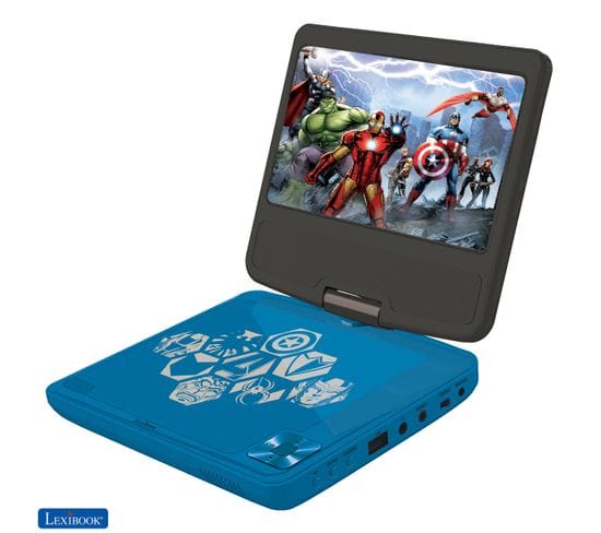 Lecteur Dvd Portable Avec Écran Rotatif 7"et Port USB, Écouteurs Les Avengers