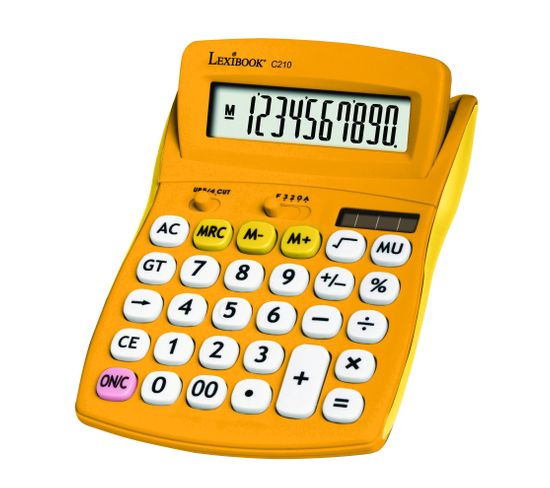 Calculatrice De Bureau Jaune 10 Chiffres Avec Écran à Angle Ajustable Et Finition Rubber