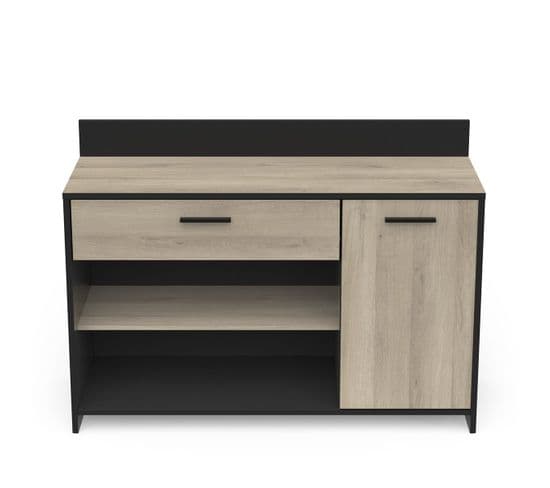 Buffet Bas Décor Chêne Kronberg Et Noir - L123 Cm