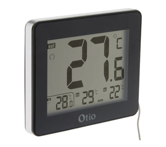Thermomètre Intérieur / Extérieur Filaire Noir - Otio