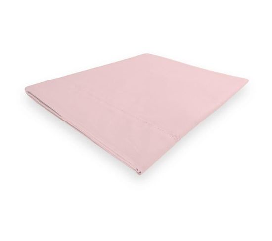 Drap Plat Camille Coton Percale 180x290 Cm Rose