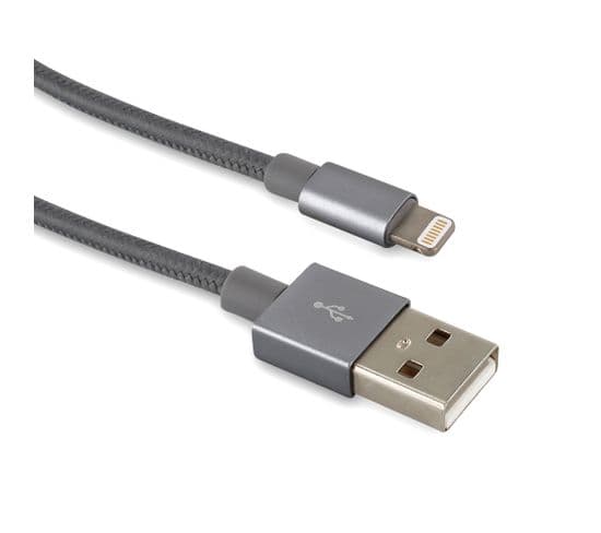 Câble Mfi Nylon / Usb-a Pour iPhone iPad 1 M - Gris