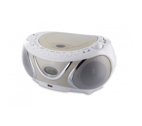 Lecteur Cd Casual Mp3 Avec Port Usb, Fm - Blanc Et Beige