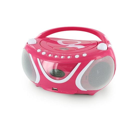 Lecteur Cd Mp3 Enfant Avec Port Usb - Rose Et Blanc