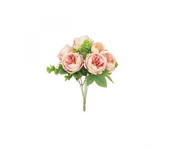 Bouquet Artificiel De Pivoines 32cm Rose Lot De 2