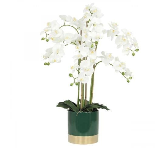 Orchidees Artificielles Pot Vert Et Or 80cm