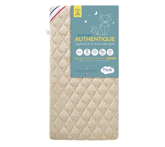 Matelas Bébé Authentique 70x140 Cm - Lin D'origine Végétale  - Sans Traitement Chimique