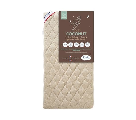 Matelas bébé Déhoussable Coco, Latex, Lin Soutien Ferme 60x120 - Enfant - Accueil Confortable