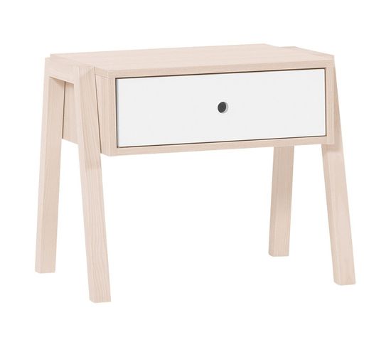 Table De Chevet Ou Tabouret 1 Tiroir - Blanc Et Beige