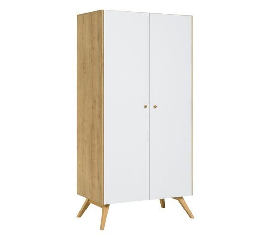 Armoire 2 Portes Avec Penderie Et 7 Niches  L101 Cm