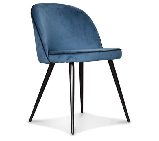 Chaise Ingrid Bleu Saxo Gansé Noire