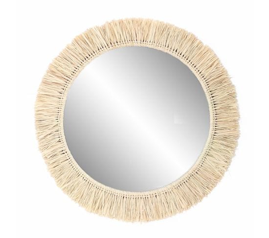 Efia - Miroir Rond Raphia Naturel - 84cm