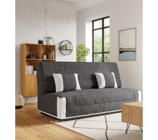 Housse clic clac 140 cm SISA tissu gris écru