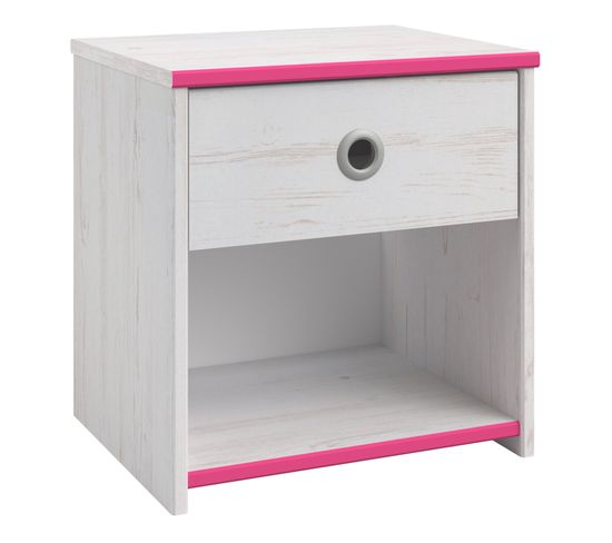 Table De Chevet 1 Tiroir 1 Niche L39.8 Cm - Décor Bois Blanc