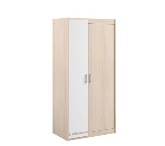 Armoire 2 Portes "romeo" Blanc et Beige