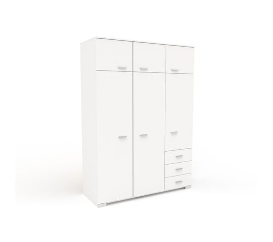 Armoire 6 Portes et 3 Tiroirs "max" 146cm Blanc