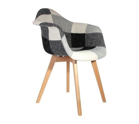 Fauteuil Scandinave Patchwork Gris Autres Gris, Blanc