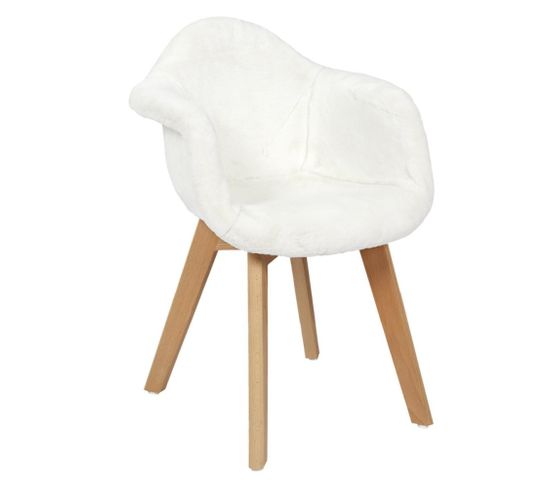 Fauteuil Scandinave Imitation Fourrure Blanc Pour Enfant