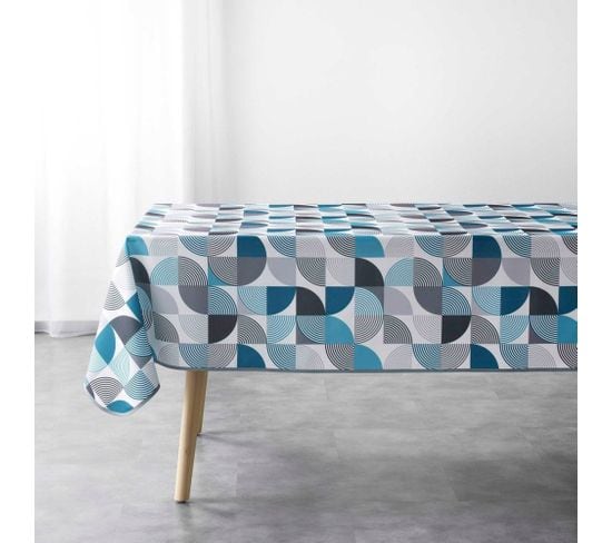 Nappe Rectangulaire Antitache 150x240 Cm Rythmo Bleu