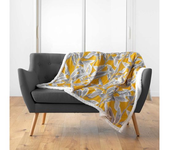 Plaid Velours 125x150 Cm Sherpa Isibelle Jaune