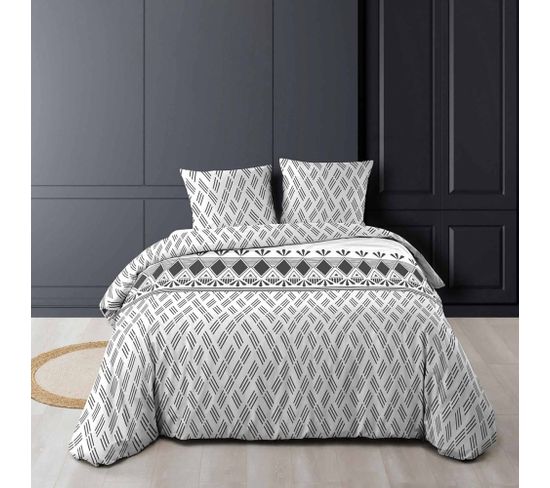 Housse De Couette 260x240 + 2 Taies Arcadia Coton 52 Fils