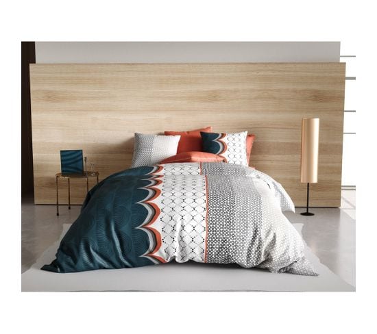 Housse De Couette 240x220 Antan + 2 Taies 100% Coton 57 Fils