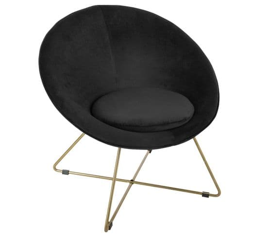 Fauteuil Velours Evan Noir